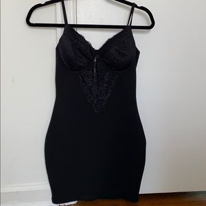 black dress with lace in front